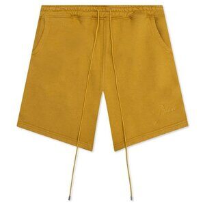 Rhude Men's Yellow Logo Embroidered Drawstring Sweatshorts
